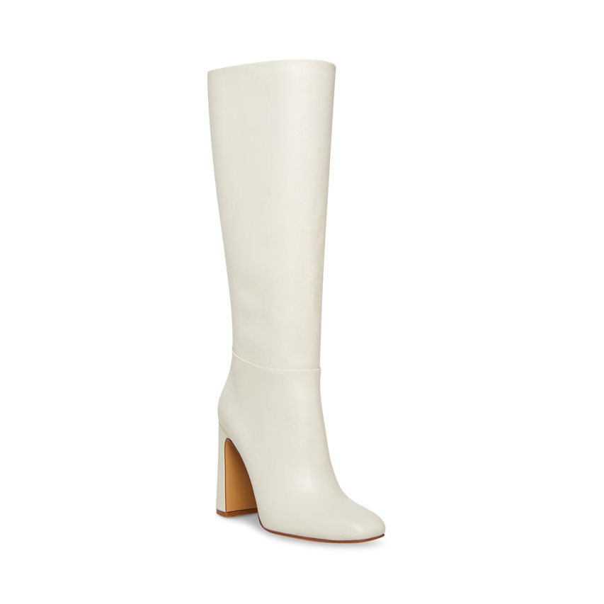 White Steve Madden Ally Leather Women's Knee-high Boots | PH 7490LDY